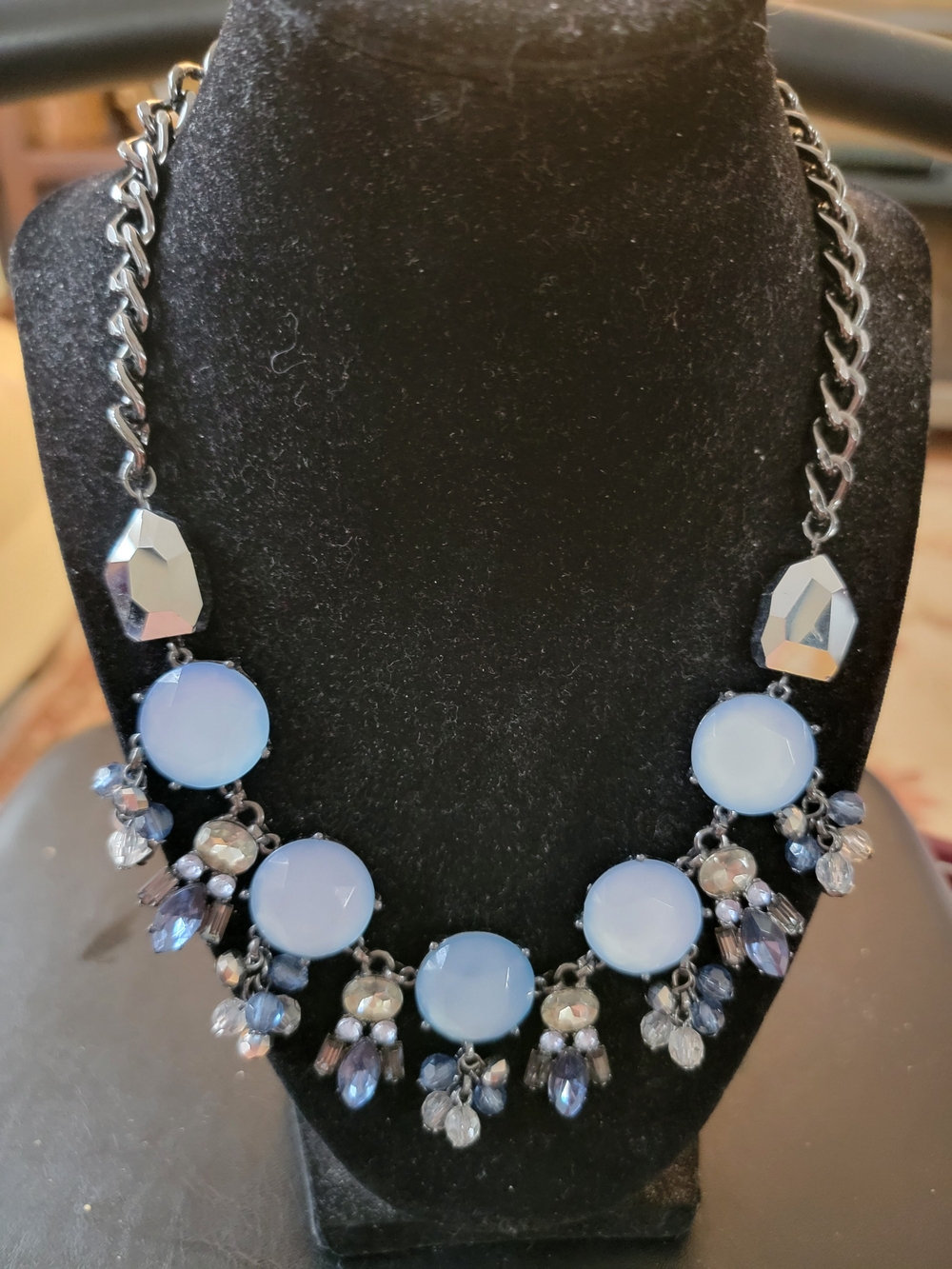 torrid Pale Blue Cabochon & Crystal Fringe Necklace